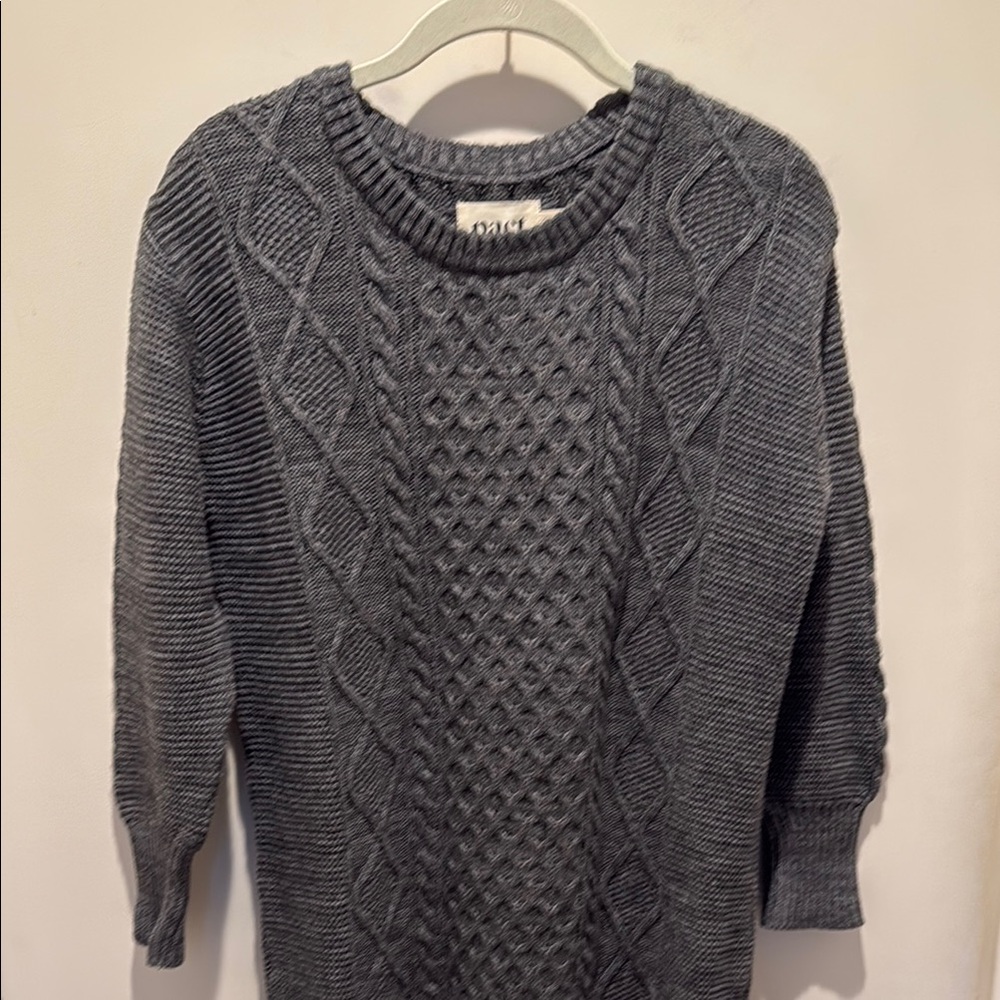 PACT Charcoal Cable Knit Sweater Dress